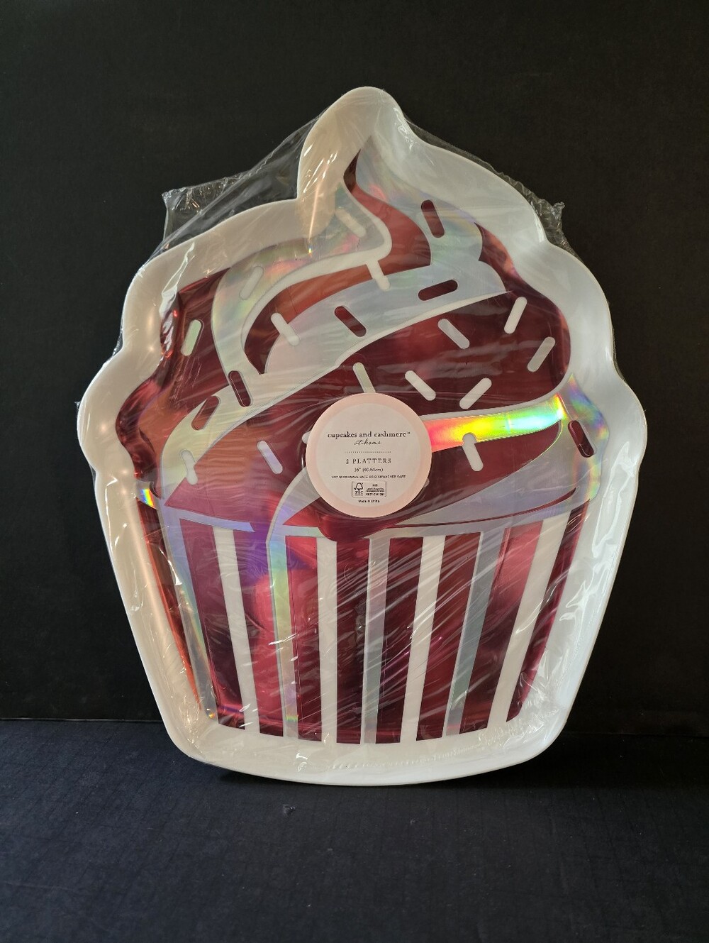 NEW 2-Pack Cupcake Themed Melamine Serving Trays